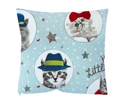 Декоративная подушка Кошки (Синий)