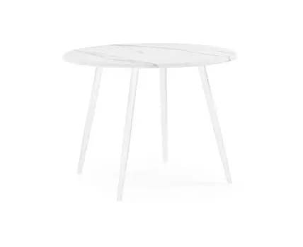 Деревянный стол Абилин 90х76 мрамор белый / белый матовый (80)