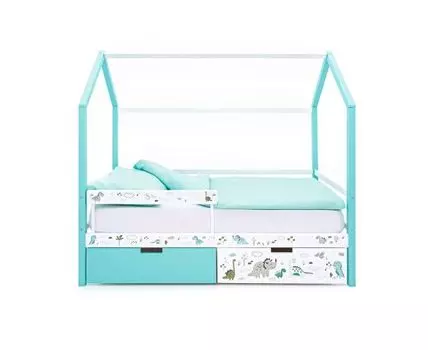 Деткая кровать-домик Svogen мятно-белый/динозаврики (мультиколор, 76)