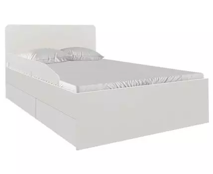 Детская кровать Абрис (89.3, 203.2, С ящиками, Односпальные, Одноярусные, Белый, 84.2)