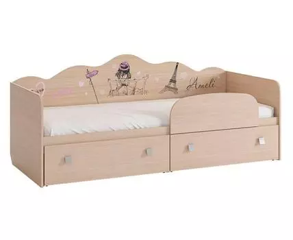 Детская кровать Амели (86, 194, С бортиком, Односпальные, Одноярусные, Светлое дерево, 87)