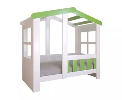 Детская кровать Астра Домик (160, 90, Без ящика, Односпальные, Одноярусные, Белый, 166)