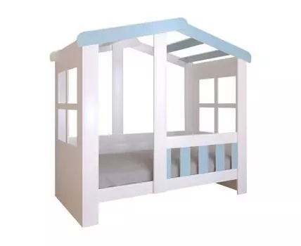 Детская кровать Астра Домик (160, 90, Без ящика, Односпальные, Одноярусные, Белый, 166)