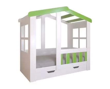 Детская кровать Астра Домик (160, 90, С ящиком, Односпальные, Одноярусные, Белый, 166)