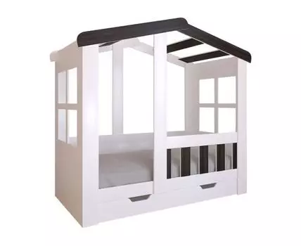 Детская кровать Астра Домик (160, 90, С ящиком, Односпальные, Одноярусные, Белый, 166)