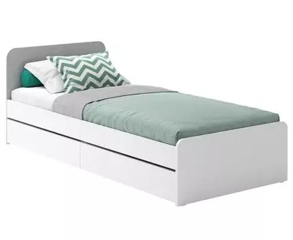 Детская кровать Хедвиг (65, 203, С ящиком, Односпальные, Жесткие, Белый, 96)
