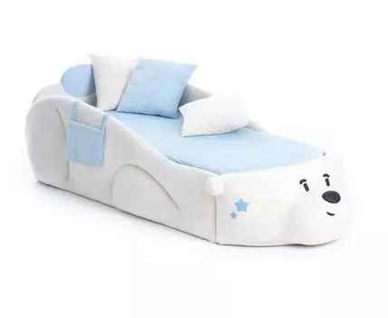 Детская кровать Мишка (60, 204, Без ящика, Односпальные, Одноярусные, Белый, 86)