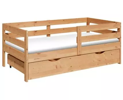 Детская кровать Ош (67, 166, С ящиком, Односпальные, Одноярусные, Светлое дерево, 87)