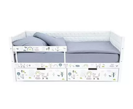 Детская кровать-тахта мягкая Svogen белый/лисята (мультиколор, 76)