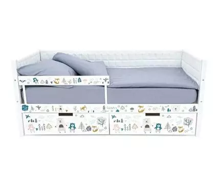 Детская кровать-тахта мягкая Svogen белый/мишки (мультиколор, 76)