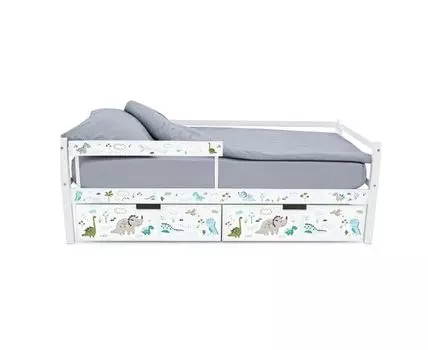 Детская кровать-тахта Svogen белый/динозаврики (мультиколор, 76)