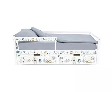 Детская кровать-тахта Svogen белый/мишки (мультиколор, 76)
