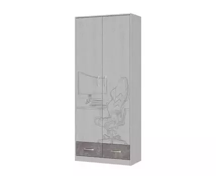 Детский шкаф Селфи (220.3, 43.4, Прямые, Серый, 91.2)