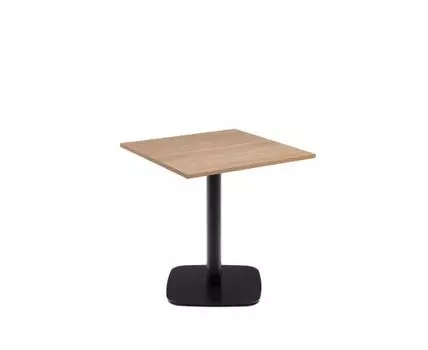 Dina Стол из меламина с натуральной отделкой и черной металлической ножкой 70 x 70 x 70 см
