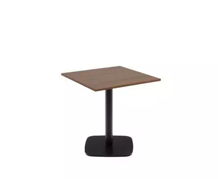 Dina Стол из меламина с ореховой отделкой и металлической черной ножкой 70 x 70 x 70 см