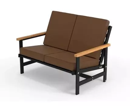 Диван двухместный алюминиевый с деревянными подлокотниками Scandi