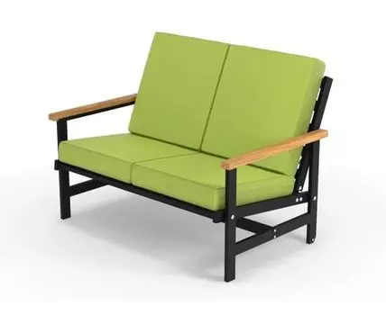 Диван двухместный алюминиевый с деревянными подлокотниками Scandi
