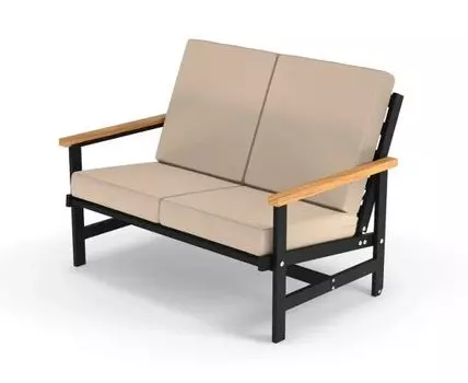 Диван двухместный алюминиевый с деревянными подлокотниками Scandi