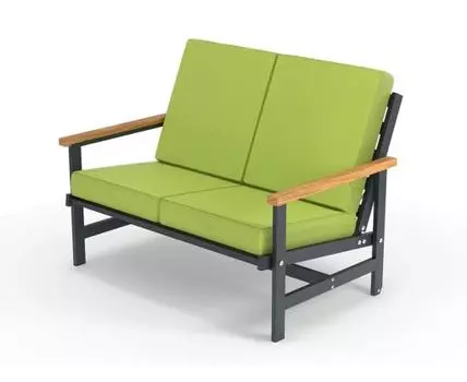 Диван двухместный алюминиевый с деревянными подлокотниками Scandi