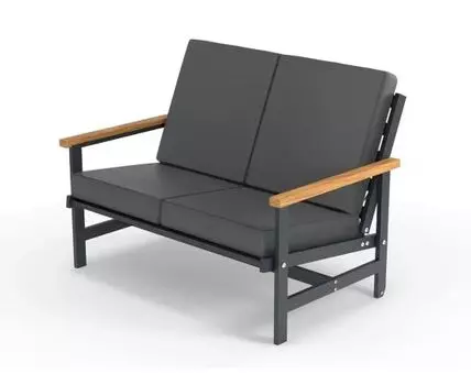 Диван двухместный алюминиевый с деревянными подлокотниками Scandi