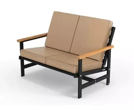 Диван двухместный алюминиевый с деревянными подлокотниками Scandi