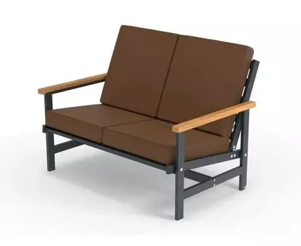 Диван двухместный алюминиевый с деревянными подлокотниками Scandi