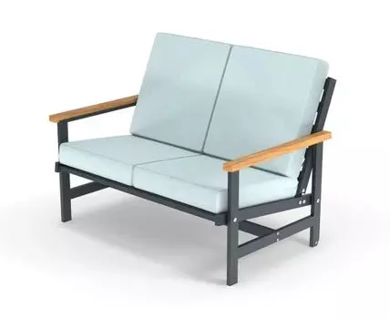 Диван двухместный алюминиевый с деревянными подлокотниками Scandi
