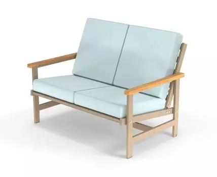 Диван двухместный алюминиевый с деревянными подлокотниками Scandi