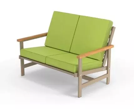 Диван двухместный алюминиевый с деревянными подлокотниками Scandi