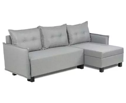 Диван-кровать угловой Киркас серый, ткань рогожка