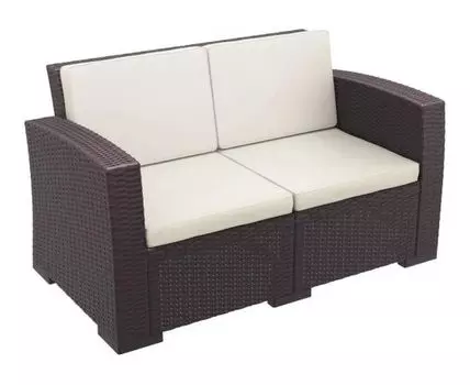 Диван пластиковый плетеный с подушками Monaco Lounge (Коричневый, 140)