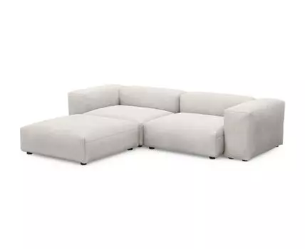 Диван с оттоманкой Фиджи (Текстиль, Молочный)