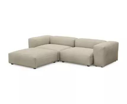 Диван с оттоманкой Фиджи (Велюр, Бежевый)