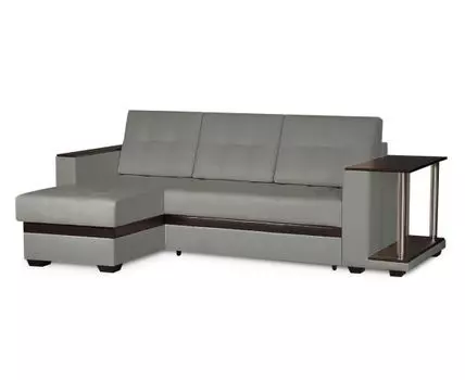 Диван с оттоманкой и столиком Адамс Лайт (Велюр, Серый)