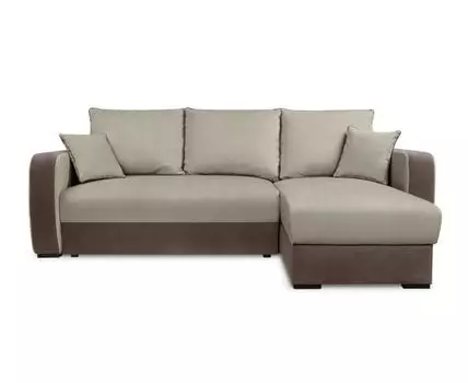 Диван с оттоманкой Кармен 3 Лайт (Велюр, Бежевый)