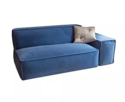 Диван с подлокотником-пуфом (Синий, 180, 90, без механизма)