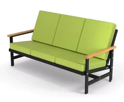 Диван трёхместный алюминиевый с деревянными подлокотниками Scandi