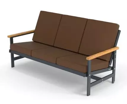 Диван трёхместный алюминиевый с деревянными подлокотниками Scandi