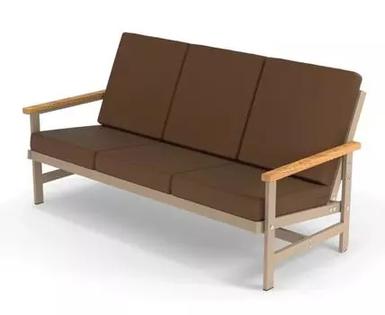 Диван трёхместный алюминиевый с деревянными подлокотниками Scandi