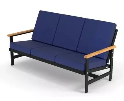 Диван трёхместный алюминиевый с деревянными подлокотниками Scandi