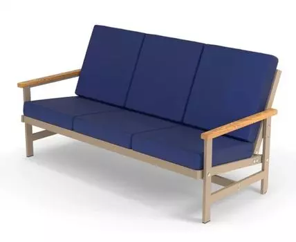 Диван трёхместный алюминиевый с деревянными подлокотниками Scandi