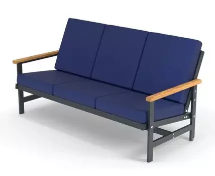 Диван трёхместный алюминиевый с деревянными подлокотниками Scandi