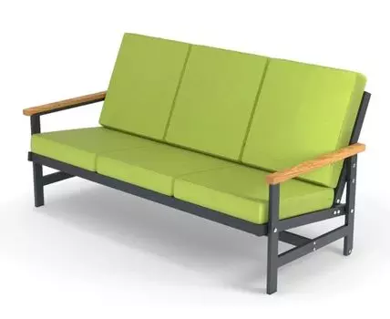 Диван трёхместный алюминиевый с деревянными подлокотниками Scandi