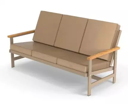Диван трёхместный алюминиевый с деревянными подлокотниками Scandi
