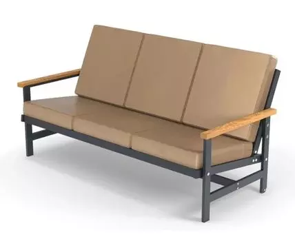 Диван трёхместный алюминиевый с деревянными подлокотниками Scandi