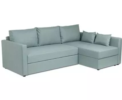 Диван угловой трехместный Вало с длинным подлокотником, мятно-серый, цвет рогожка