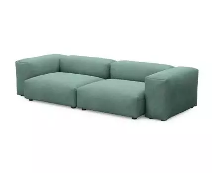 ДиванФиджиДвухсекционныйБольшой (Велюр, Темно-мятный)