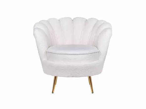 Дизайнерское кресло ракушка букле Pearl бежевое