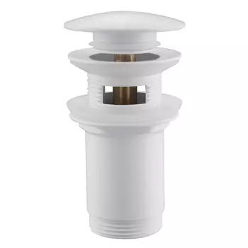 Донный клапан ABBER AF0010W с переливом, клик-клак, белый