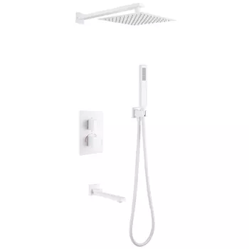 Душевая система ABBER Daheim AF8250W скрытого монтажа с изливом, термостат, белая матовая